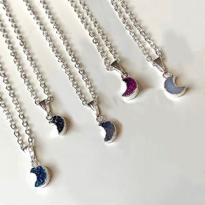 Druzy Moon Necklace Handmade